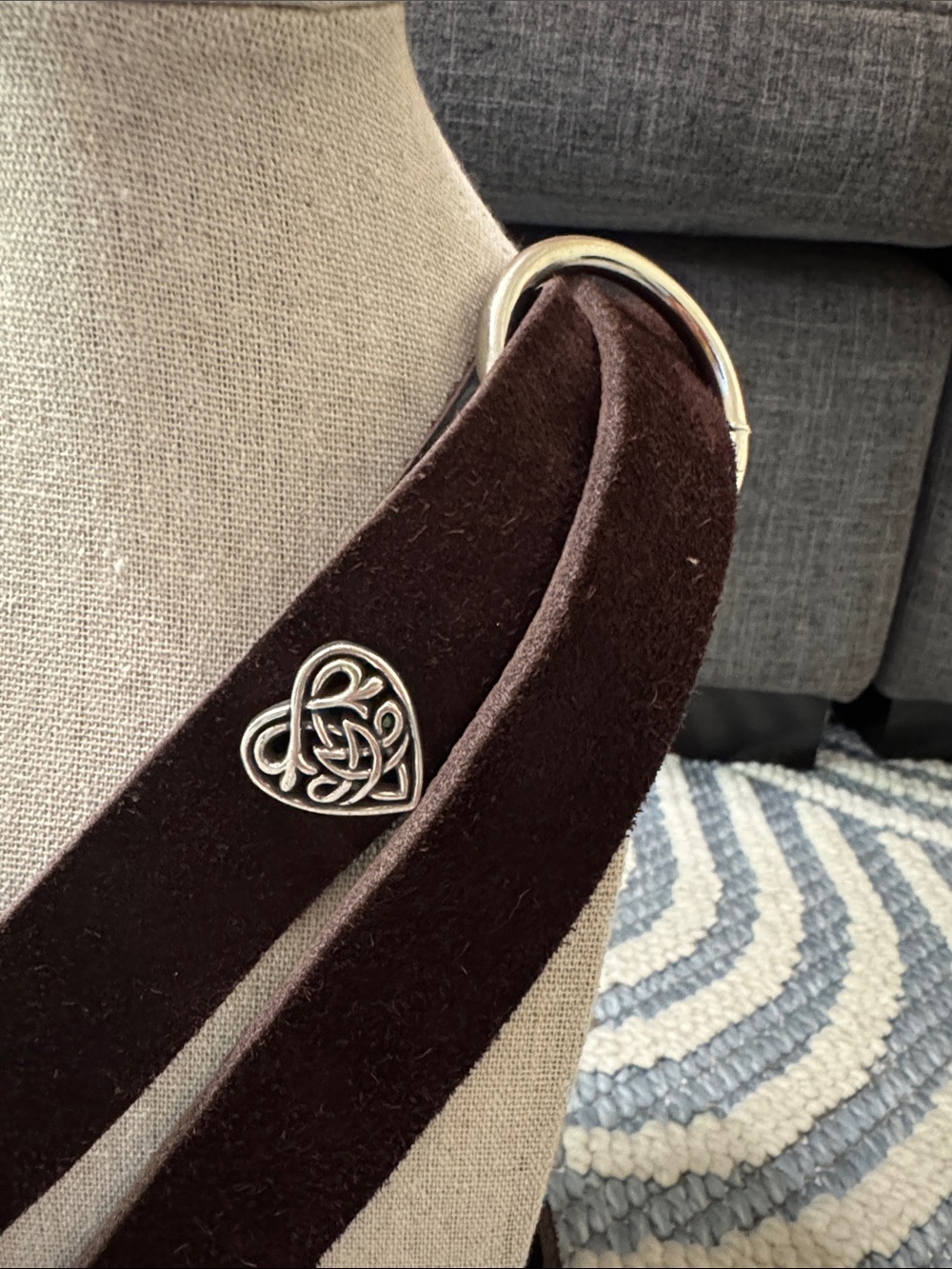 Vintage Brown Suede Leather Wrap Belt Celtic Ring Boho Medieval 75” - Picture 2 of 3